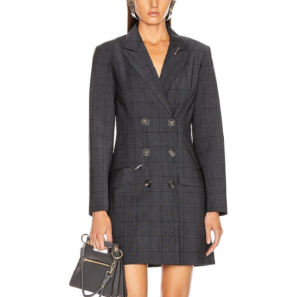 Tibi Black Plaid Mini Dress
